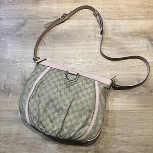 Gucci Abbey 204940 Shoulder Messenger Hand Bag Brown Pink Gold AUTHENTIC
